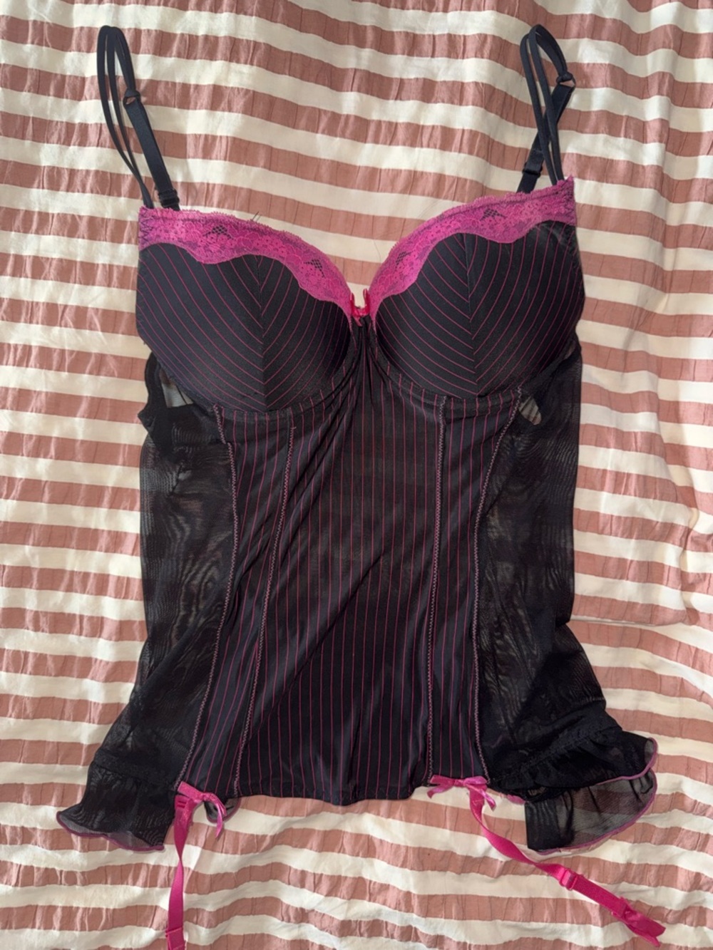 Black and pink corset bra top